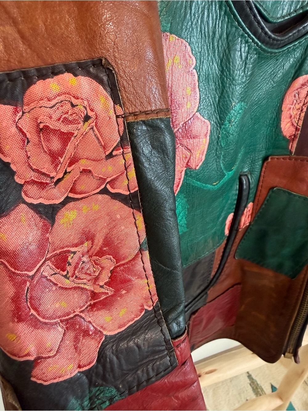 Vintage Gandalf the Wizard Rose Patchwork Leather Jacket — Circa 1970s - Picture 4 of 7